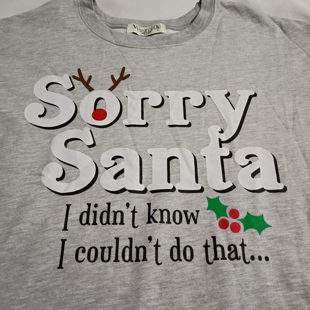 Ugly Christmas Sweatshirt Women's L (11-12) Grey Wound Up Cotton/Poly Blend